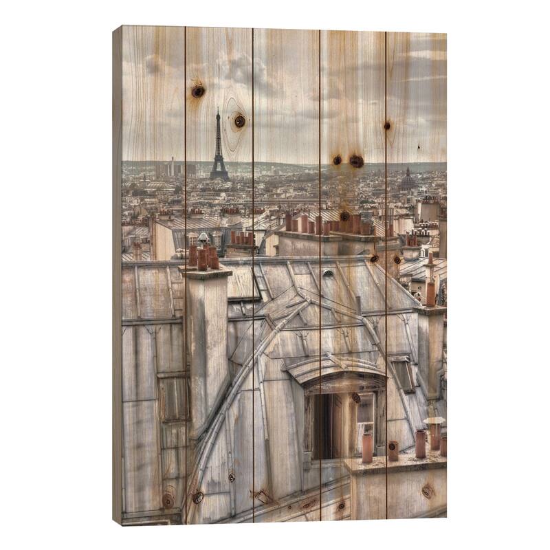 Paris Rooftops Print On Wood by Assaf Frank - Multi-Color - 26x18x1.5