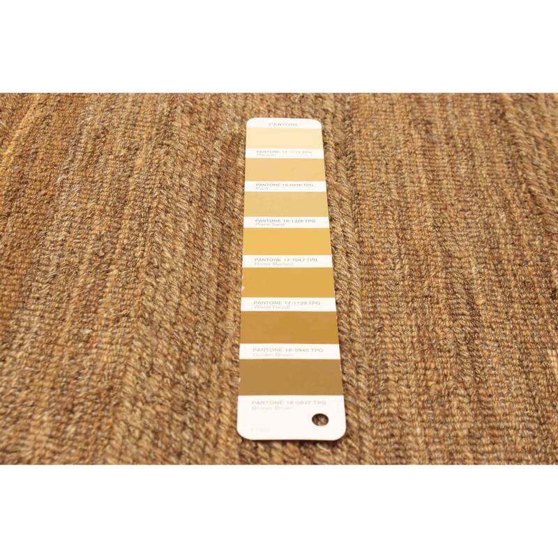 ECARPETGALLERY Flat-Weave Natural Chocolate Wool Tapestry Kilim - 5'7 x 6'9