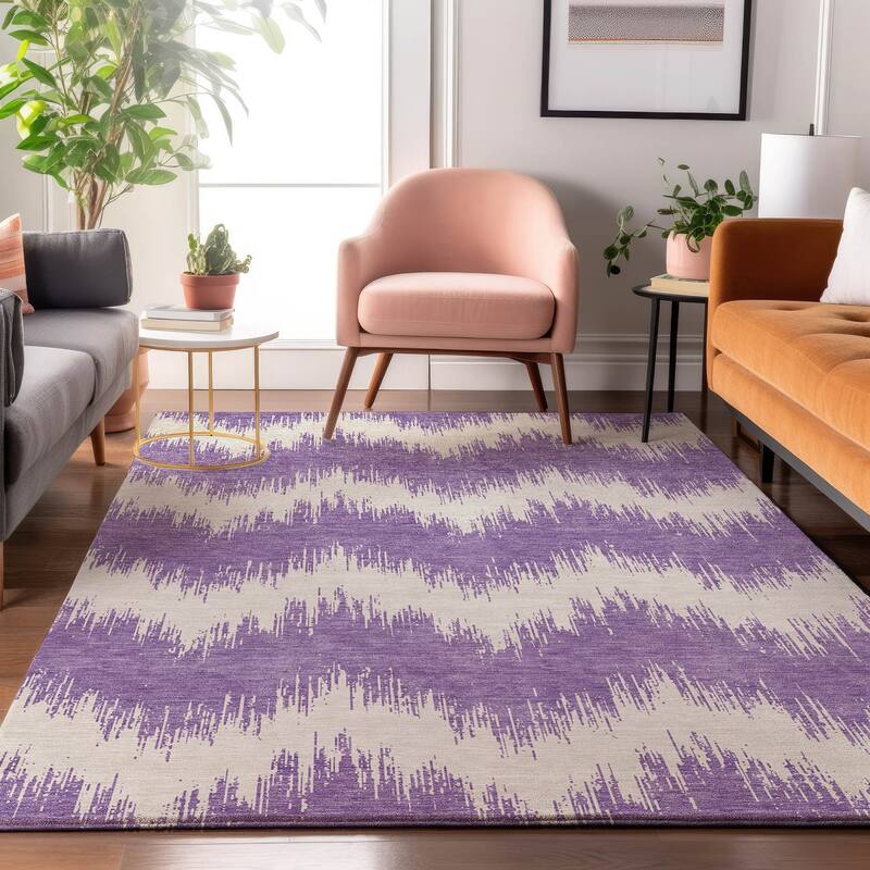 Premium Washable Super Soft Farmhouse Chevron Mayfield Rug - Purple - 2'6" x 3'10"