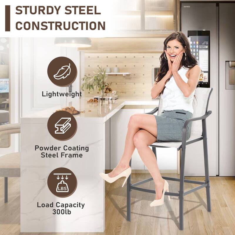 Pellebant Outdoor Bar Height Barstools Dining Chairs