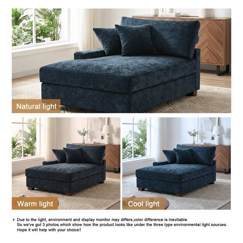 40.8"W Modern Chenille Upholstered Chaise Lounge with Pillow