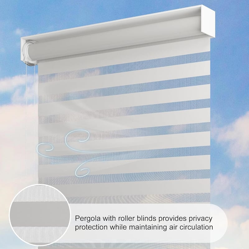PURPLE LEAF White Louvered Pergola Accessories Roller Blinds, Strip Light and Shutter Wall(Pergola Not Included)