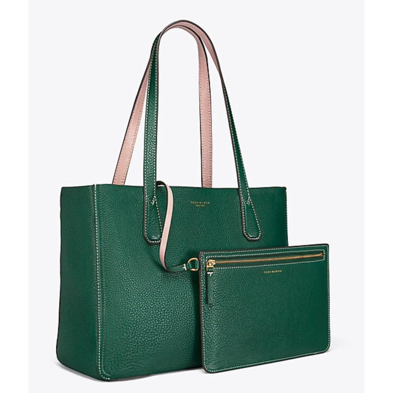 tory burch pink and green tote