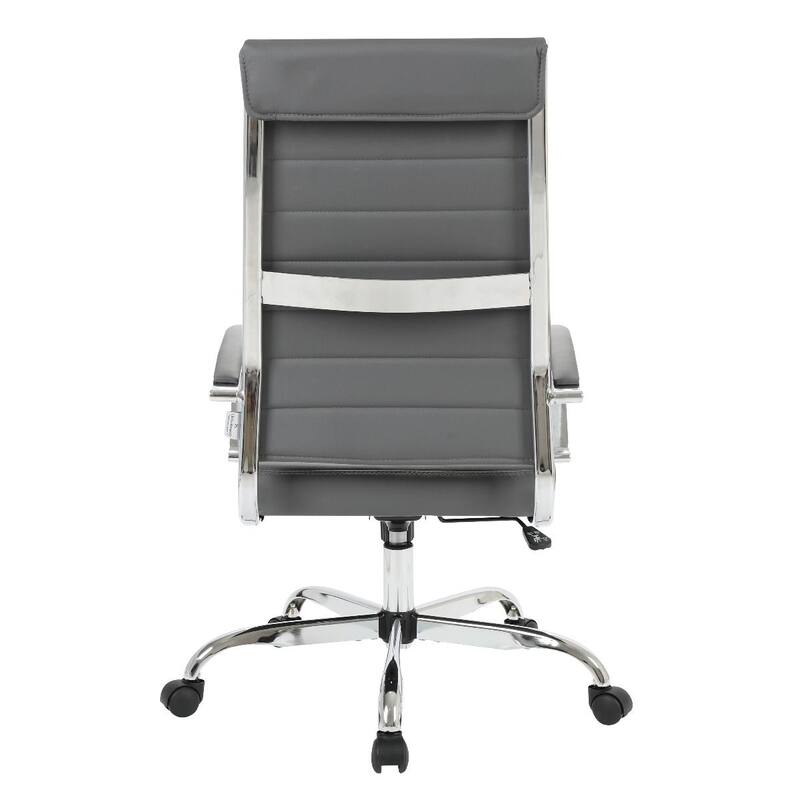 Benmar Leather Executive Office Chair with Chrome Frame, Adjustable Height, Tilt Lock, 360° Swivel, and Smooth Rolling Casters