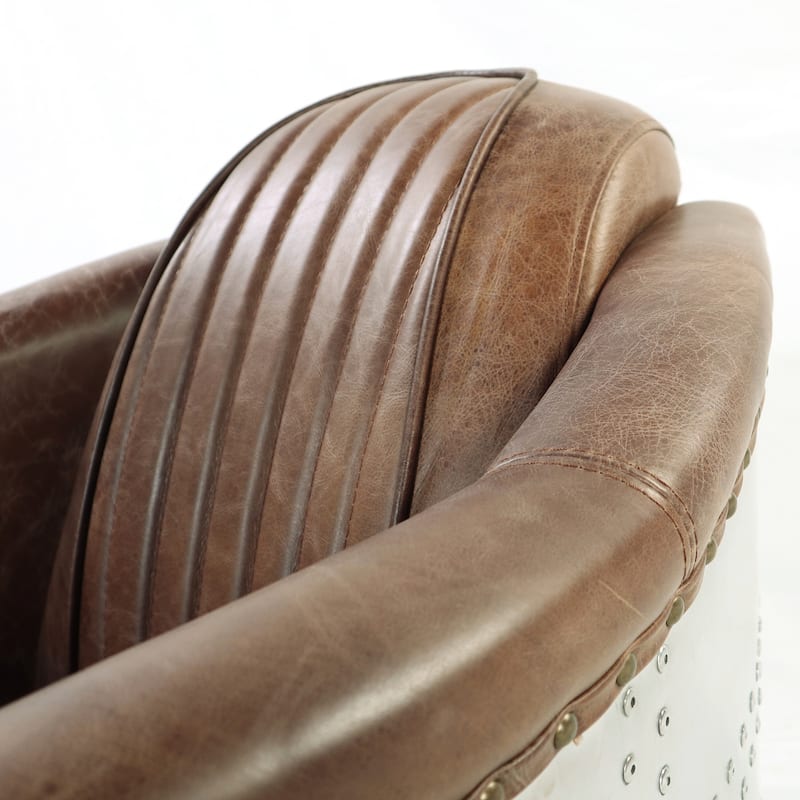 Bailee Retro Brown and Aluminum Accent Chair