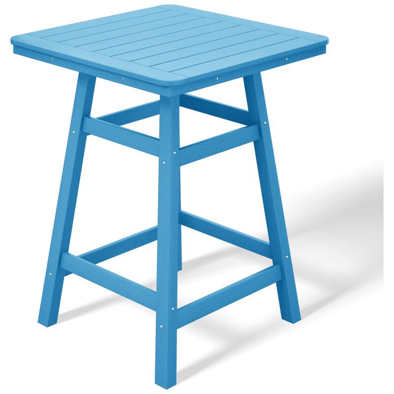 Laguna Hdpe All Weather Outdoor Patio 30" Square Counter Bistro Table - Pacific Blue