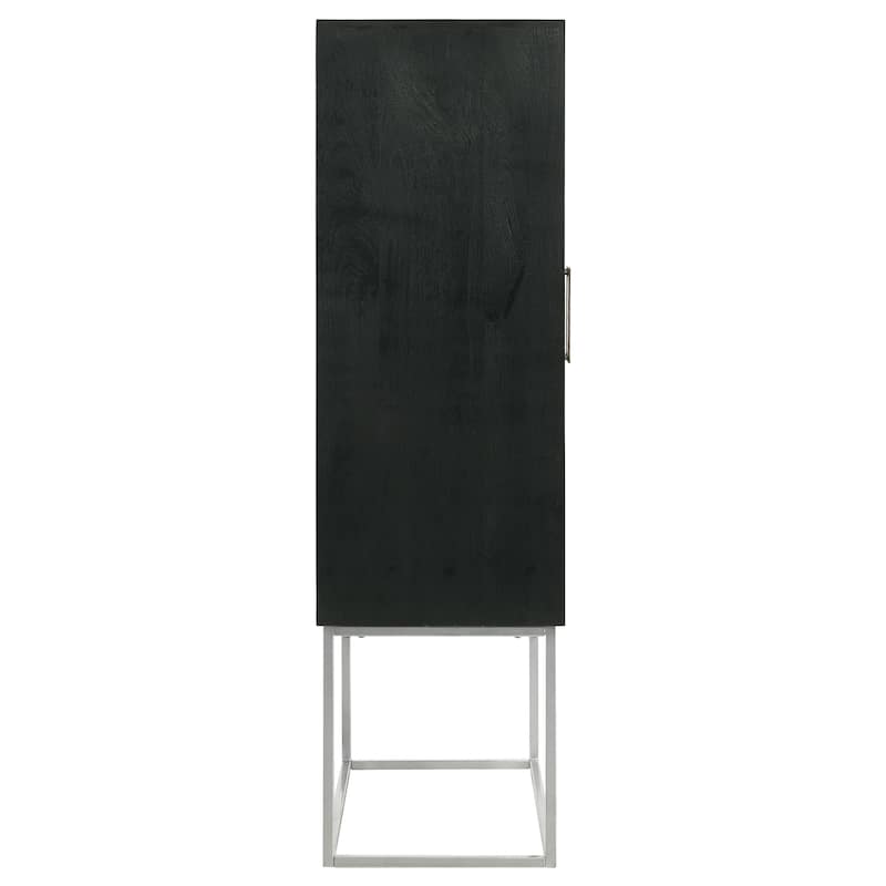 Borman Walnut and Black 2-door Home Bar Cabinet Wine Storage