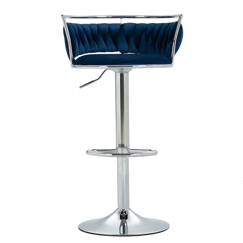 Set of 2 Velvet Adjustable Swivel Bar Stools