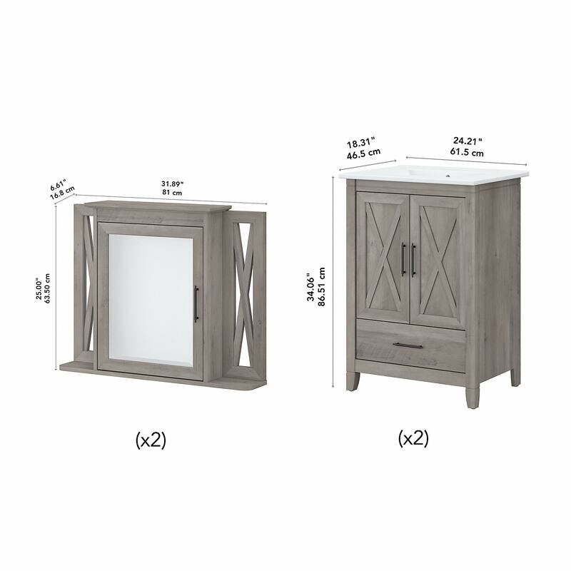 Key West 48W Double Vanity with Sinks and Cabinets by Bush Furniture