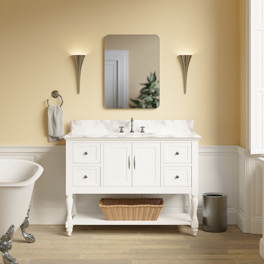 KitchenBathCollection Beverly 48" BathroomVanity w/ Carrara Marble Top