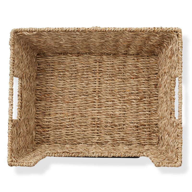 2pk Seagrass Water Hyacinth Pantry Baskets with Handles Wide Kitchen