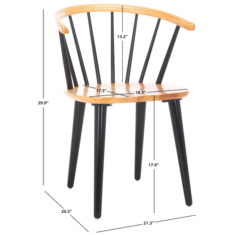 SAFAVIEH Home Blanchard 18-inch Curved Spindle Side Chair [SET of 2] - 21"W x 21"D x 30"H - Natural/Black