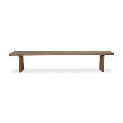 Aurelle Home Komi Rustic Simple Solid Oak Dining Bench