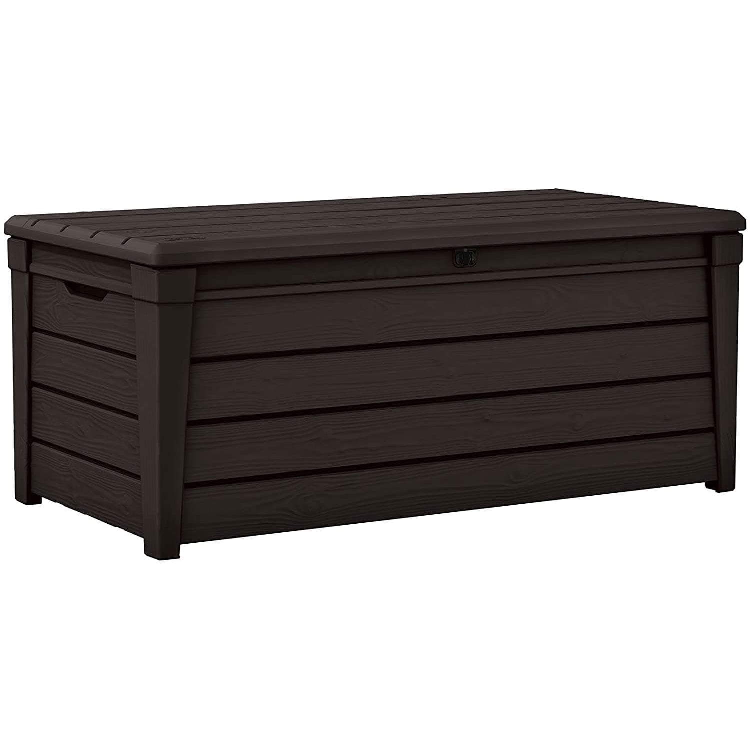 Keter Brightwood 120 Gallon Large Durable Resin Outdoor Storage Deck Box For Furniture and Supplies