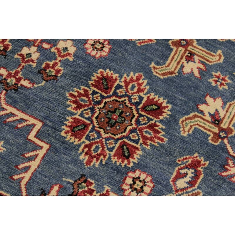 Rustic Kazak Evie Blue/Natural Wool Octagon - 7'8'' x 7'9''