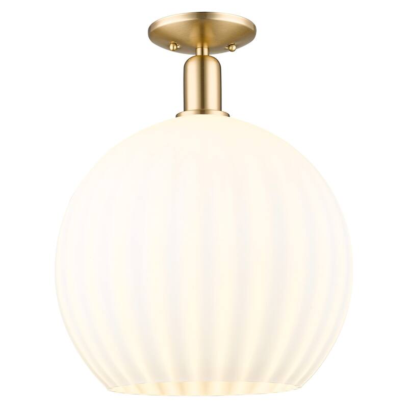 Innovations Lighting 716-1C-19-14 White Venetian Semi-Flush White - Champagne Bronze / White Venetian