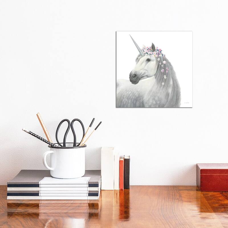 iCanvas "Enchanted Spirit Unicorn II" by James Wiens Canvas Print - 12x12x1.5