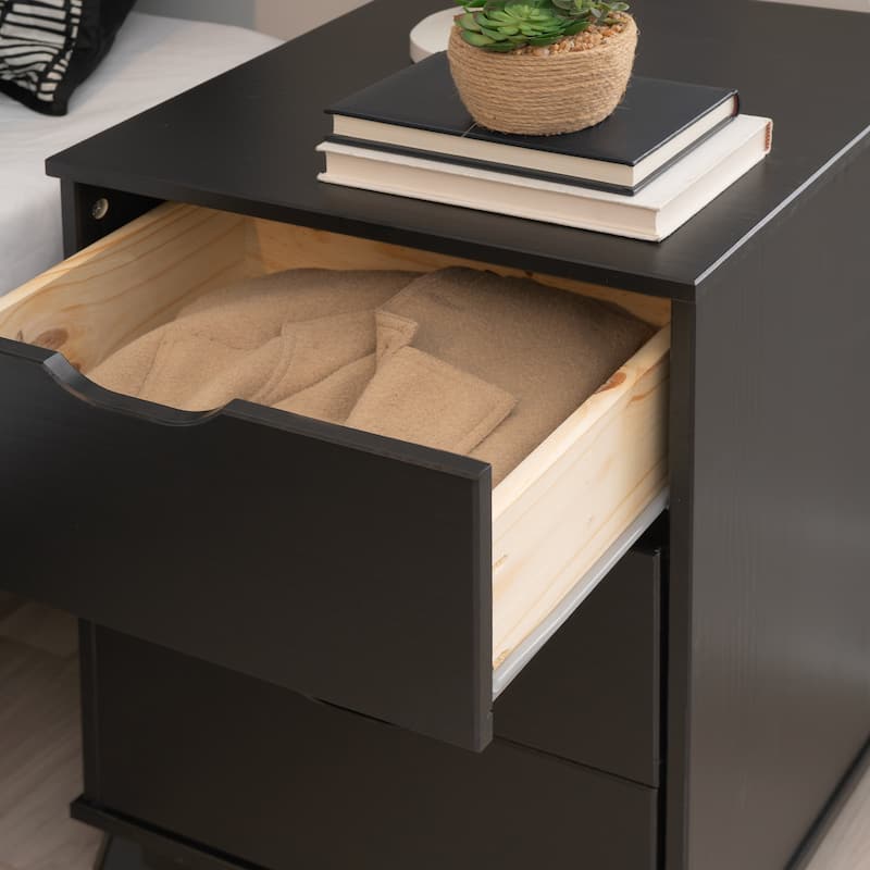 Purcell Pine Wood 3-Drawer Nightstand (Set of 2)