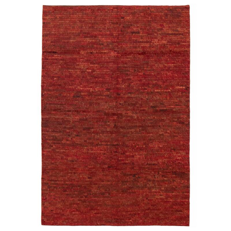 ECARPETGALLERY Hand-knotted Finest Peshawar Ziegler Red Wool Rug - 6'0 x 8'9 - Dark Red - 6'0 x 8'9