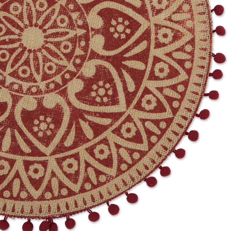 DII Block Print On Natural Round Jute Placemat (Set of 6)
