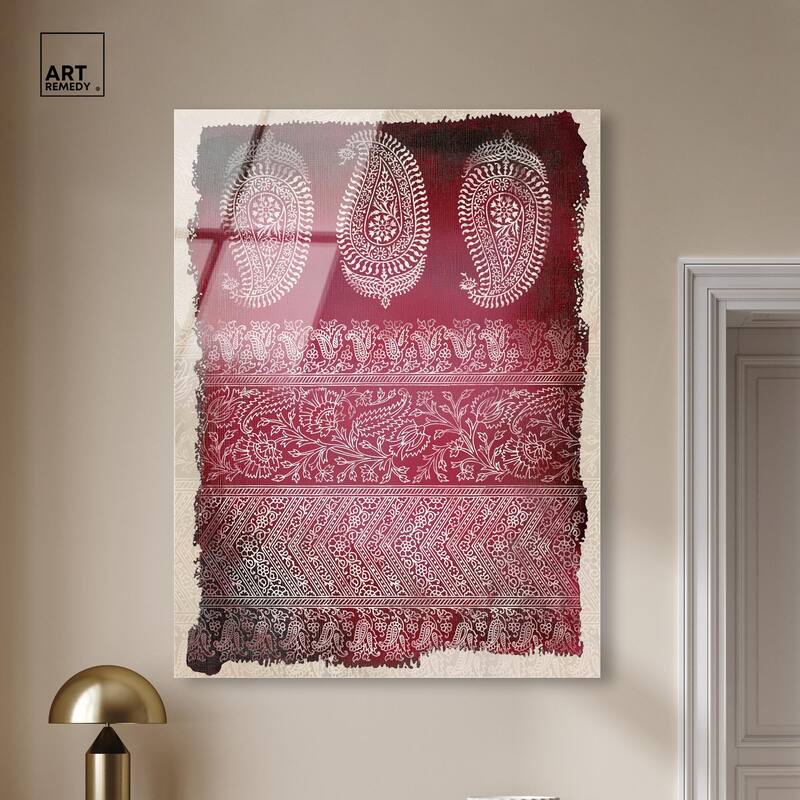 Burgundy Stamps Acrylic by Art Remedy, Ready to Hang