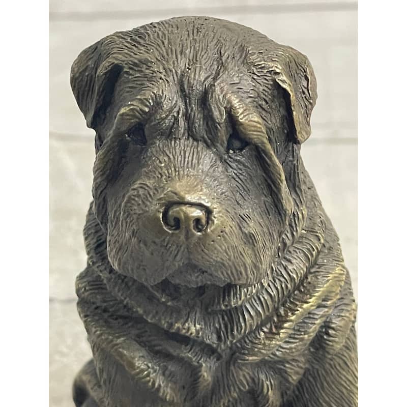 Shar Pei Puppy Imitative Dog Bronze Metal Sculpture Figurine Signed Original Art