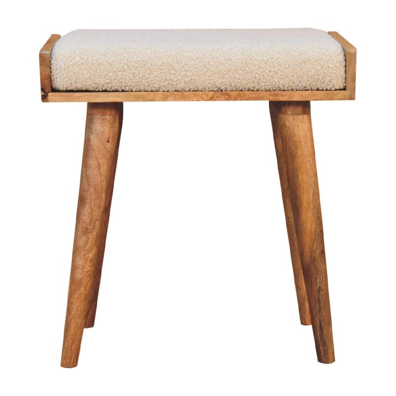 Tray Style and Minimalist Wooden Footstool - Beige - Large