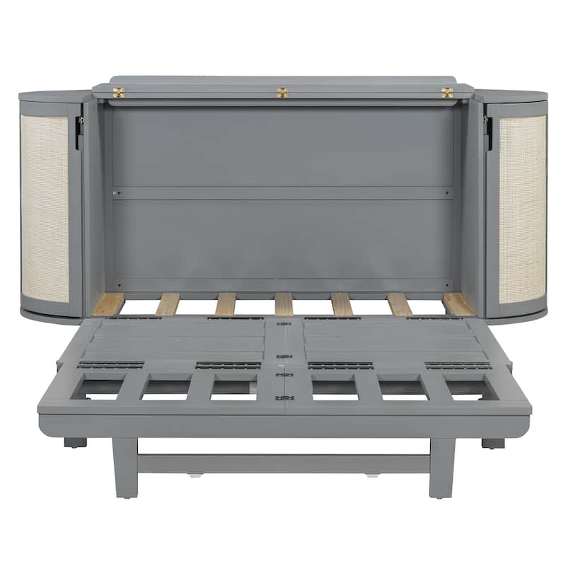 Full Smart Murphy Bed with Storage Cabinet, Space-Saving Design