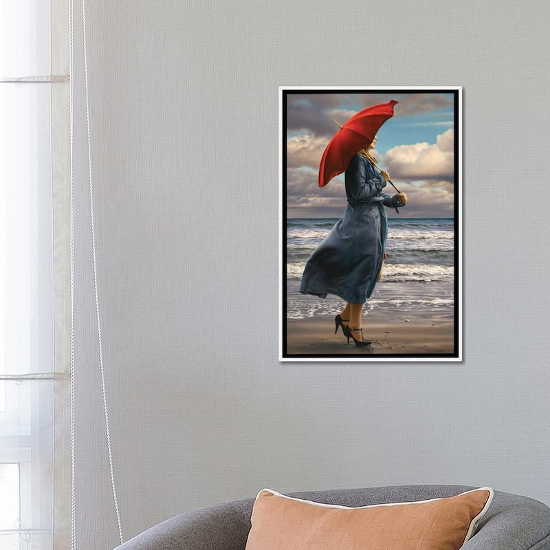 iCanvas "Red Umbrella" by Paul Kelley Framed