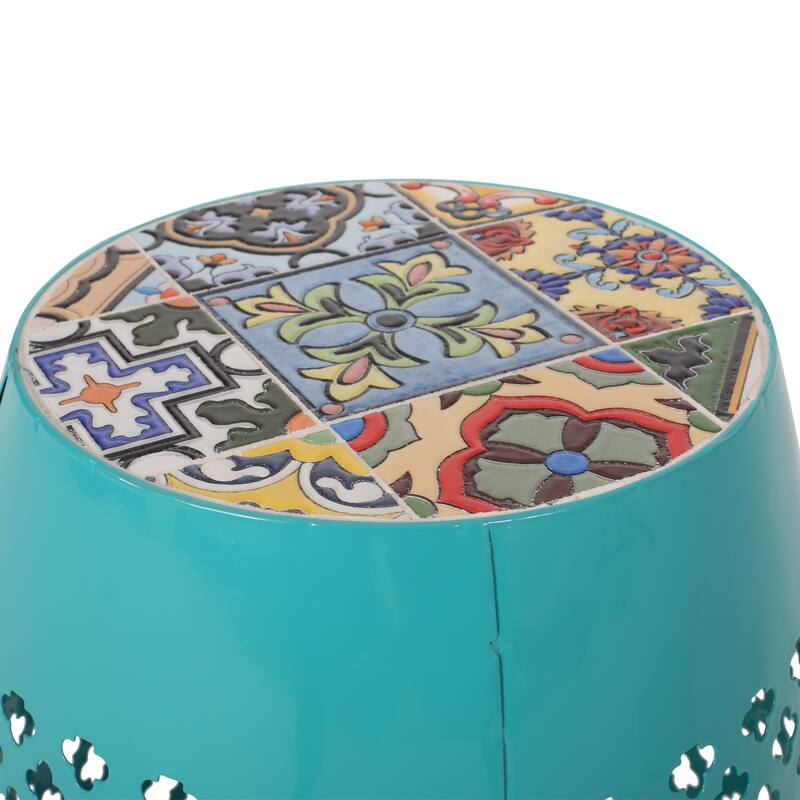 Rucker Indoor Lace Cut Side Table with Tile Top by Christopher Knight Home