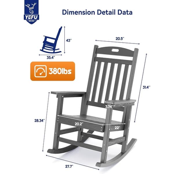 dimension image slide 0 of 24, WINSOON All Weather HIPS Outdoor Rocking Chair, Set of 2