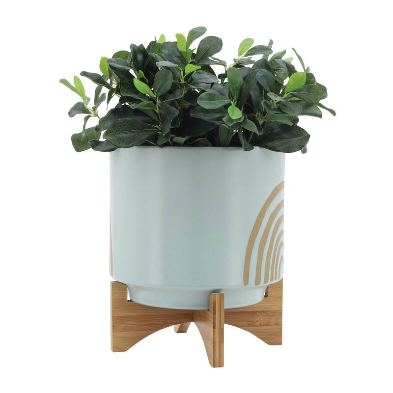 Sagebrook Home Ceramic Rainbow Arch Planter Pot with Stand