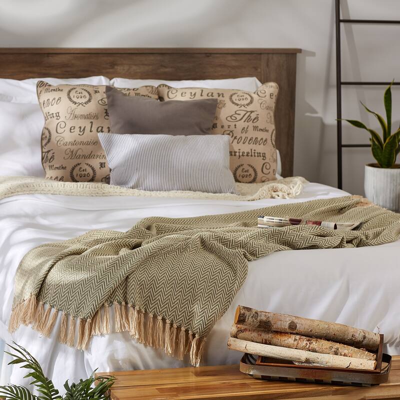 Stone Handloom Chevron Throw