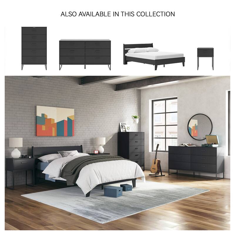 Signature Design by Ashley Socalle Black Panel Platform Bed