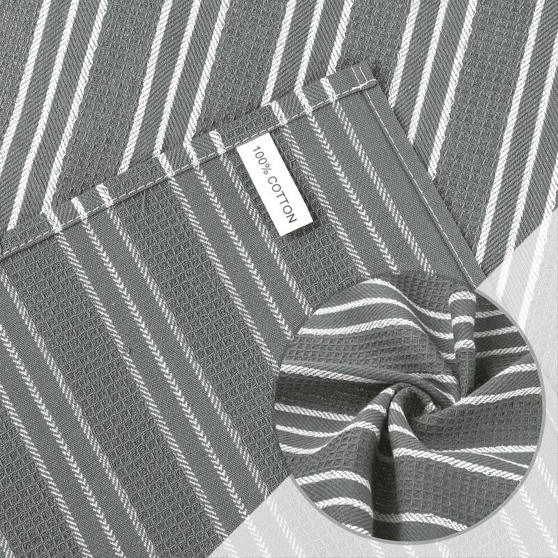 Striped Kitchen Towels, Ultra Soft Cotton and Absorbent Dish Towels for Kitchen Cotton Waffle Weave Kitchen Towels