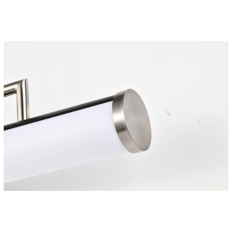 Solano LED Medium Vanity Black and Brushed Nickel Finish White Acrylic Lens