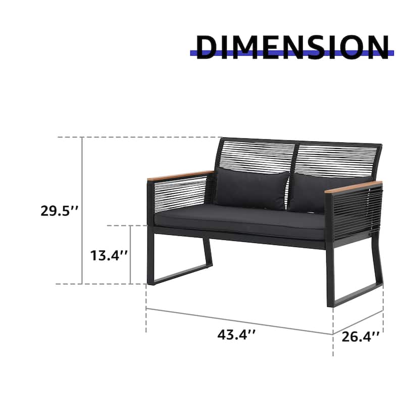Patio Wicker Loveseat with Cushions