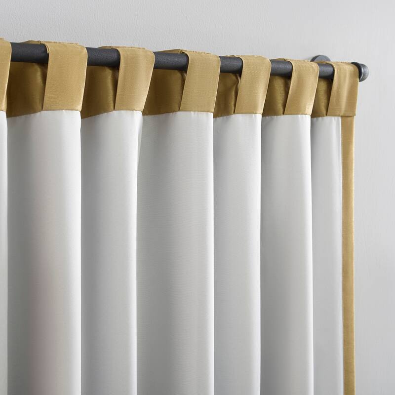 Sun Zero Evelina Faux Dupioni Silk Beaded Tassels Thermal Extreme Total Blackout Back Tab Curtain Valance