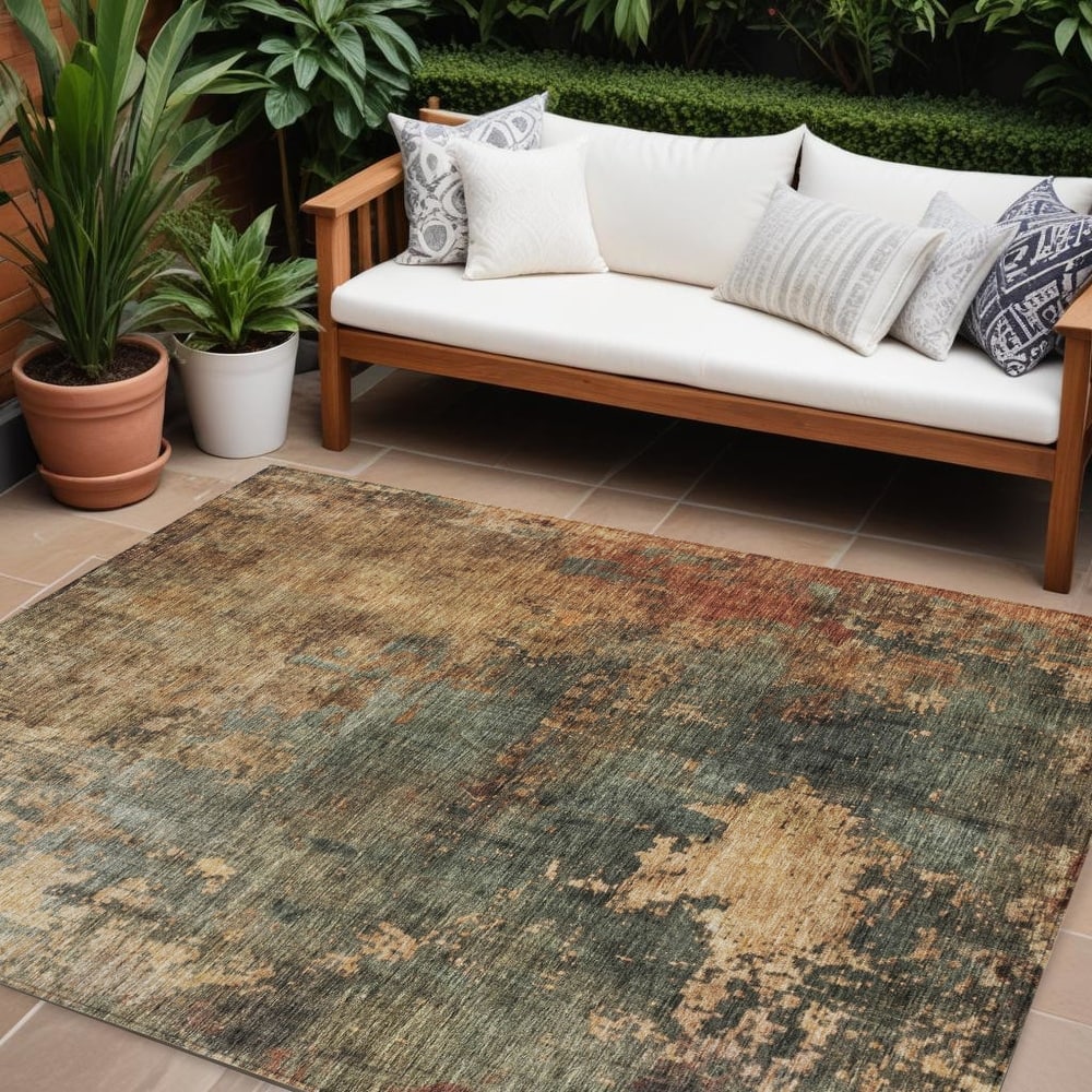 HomeRoots Abstract Transitional Rectangle Outdoor Rug
