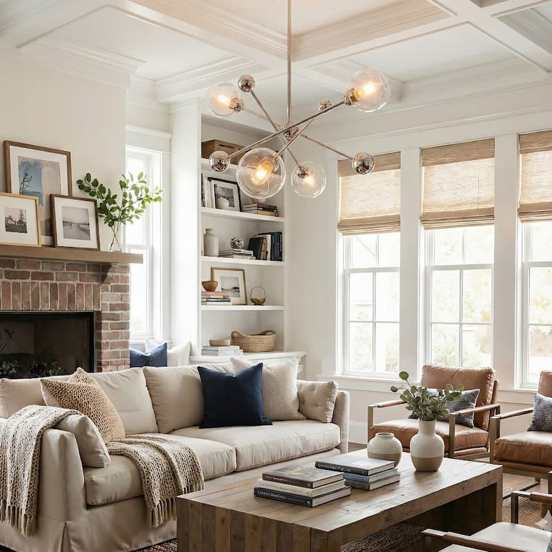 LamQee Sputnik Metal Chandelier with Clear Glass Globe Shades