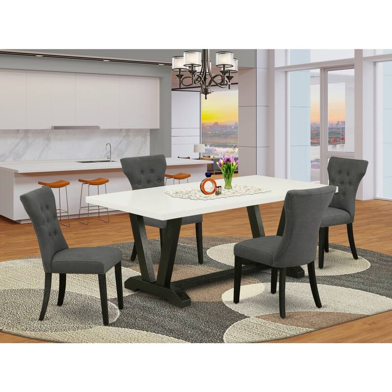 Modern 5 Piece Rectangular Dining Set - Kitchen Table with 4 Upholstered Chairs - 72