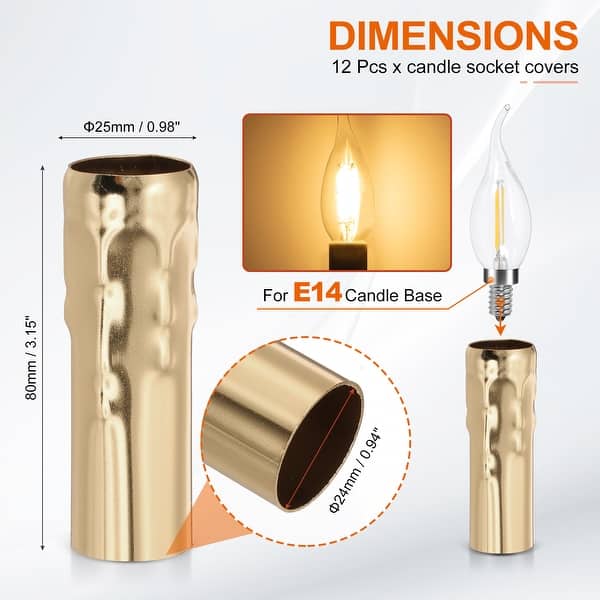 dimension image slide 3 of 39, Candle Covers Sleeves, Socket Sleeves for Candelabra Base Bulbs