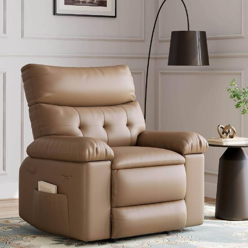 Oversized Manual Recliner, Comfort Lazy Sofa Chair for Living Rooms and Bedroom - Tan