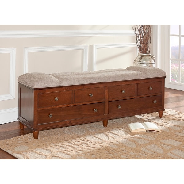 Shop Black Friday Deals On Powell Home Fashions 15s7055 Brody 60 1 5 Inch Wide Wood Storage Bench With Padd Rustic Umber Overstock 25719123