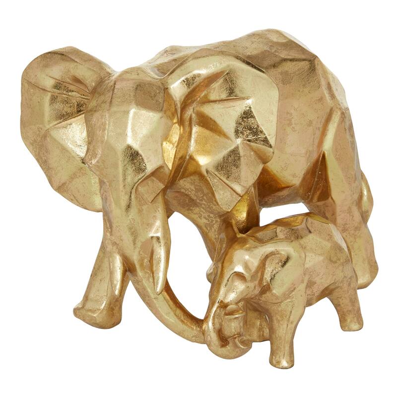 CosmoLiving by Cosmopolitan Gold Polystone Elephant Decorative Sculpture - 7 x 10 x 8