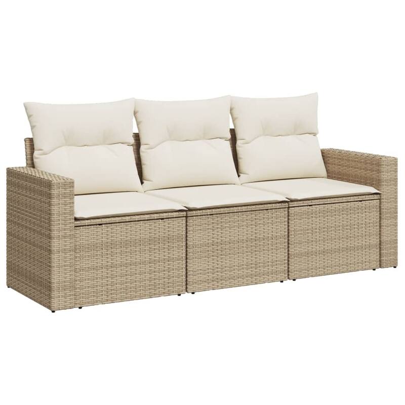 vidaXL Garden Sofa Set Beige PE rattan, powder-coated steel Medium - 24.4 x 25.8 x 27.2