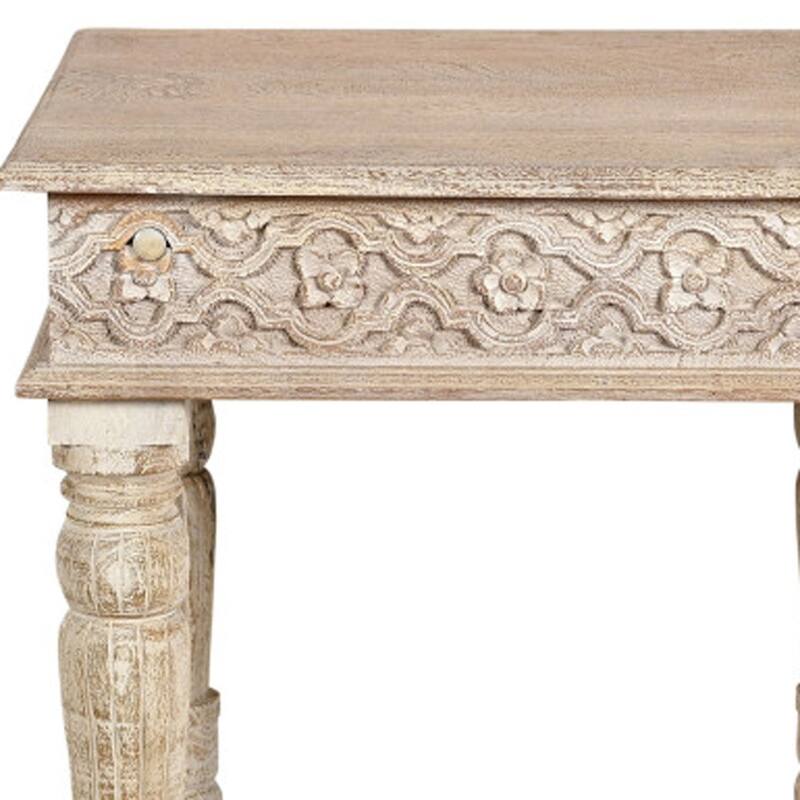 HomeRoots 24" Natural Distressed Solid Wood Square End Table - 24