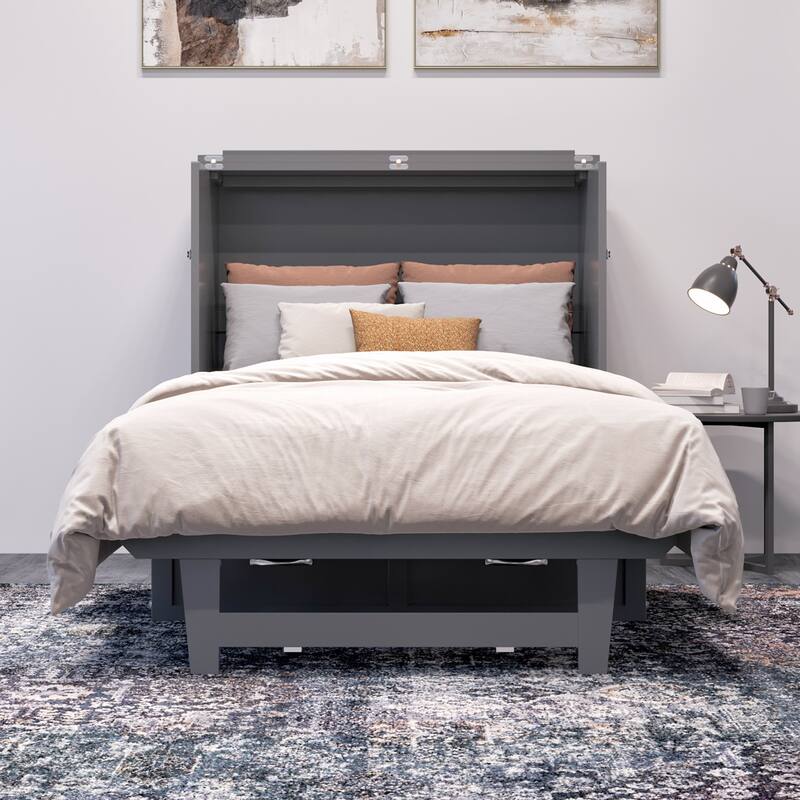 AFI Northfield Murphy Bed Chest with 6" Mattress, Storage Drawer & Built-In Charger