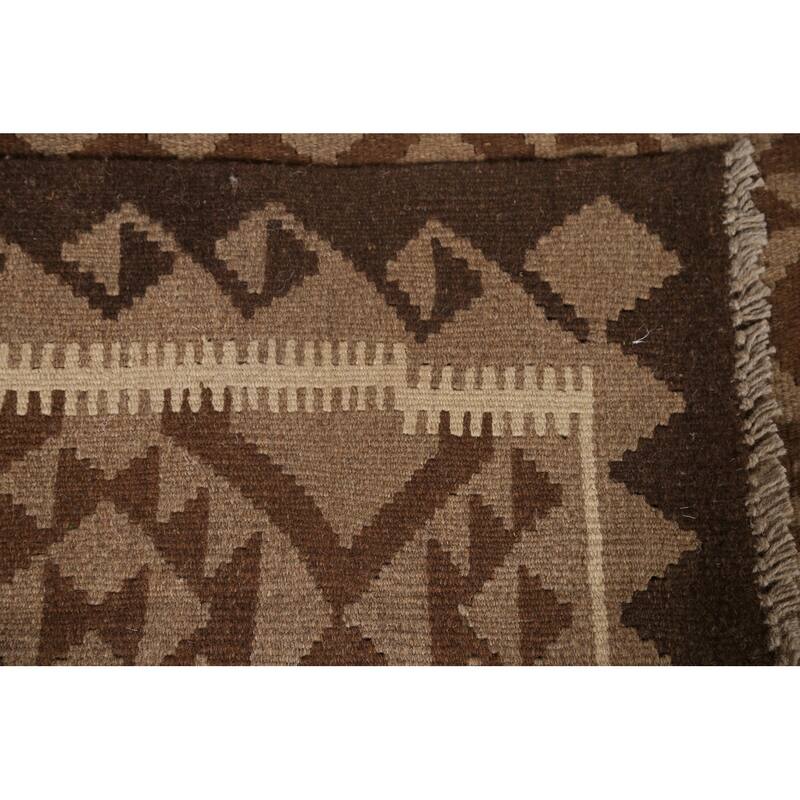 Geometric Tribal Kilim Oriental Area Rug Flat-woven Wool Carpet - 5'4" x 8'5"