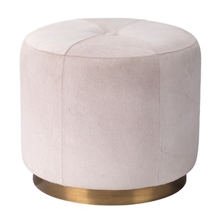 Jamie Young Thackery Hide On Roud Pouf, Small